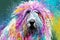 Multicoloured shaggy sheep dog