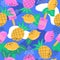 Multicoloured summer fruits seamless pattern for wallpaper, wrapping and textile