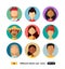 Multicultural avatars national ethnic people cartoon icons set