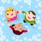 Multicultural children playing in the falling snow