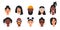 Multicultural diverse people avatar set isolated