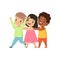Multicultural little kids having fun together, friendship, unity concept vector Illustration on a white background