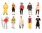 Multicultural people national traditional clothes vector illustration set, cartoon collection of characters of different