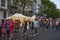 Multicultural street festival with many people in the district Kreuzberg of Berlin.
