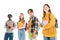 Multicultural teenagers with backpacks and books