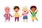 Multiethnic Children Holding Hands and Smiling Vector Illustration