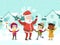 Multiethnic children playing with Santa Claus