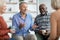 Multiethnic elderly people attending group therapy session