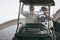 Multiethnic friends having fun while driving golf cart