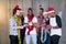 Multiethnic group of casual business people lighting a sparkler