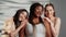Multiethnic group of women promoting body positivity