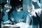 multiethnic surgeons in medical masks operating patient