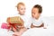 multiethnic toddlers with wrapped gifts