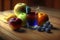 multifruit juice and different fruits. Generative Ai