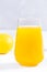 Multifruit juice in glass on white background. Orange juice.Fresh fruits.Healthy food and drink.  A pineapple