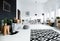 Multifunctional, black and white room