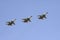 Multifunctional fighter-bombers Su-34 during the parade, fly in the sky over Red Square.
