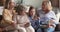Multigenerational women loving family enjoy warm conversation resting at home