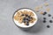 Multigrain wholewheat healthy cereals with fresh berry blueberry and yogurt