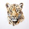 Multilayered Paper Cut Art: Tiger Head On White Background