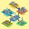 Multilevel City Architecture Isometric Poster