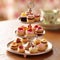 Multilevel tray showcasing an array of miniature tarts with diverse flavors, ranging from tangy lemon to indulgent caramel