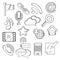 Multimedia and communication sketched icons