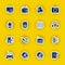 Multimedia computer icon set isolated on yellow