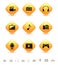 Multimedia icons on yellow rhombus buttons