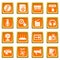 Multimedia internet icons set orange square vector