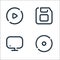 Multimedia line icons. linear set. quality vector line set such as compact disk, monitor, floppy disc