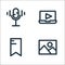 Multimedia line icons. linear set. quality vector line set such as image, tag, movie player