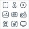 Multimedia line icons. linear set. quality vector line set such as monitor, camera, radio, tape, images, compact disk, map