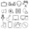 Multimedia line icons set