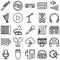 Multimedia and Music Line Style vector icons set every single icon can easily modify or edit