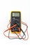 Multimeter for a measurement of a voltage, current and resistance with cables. Electrical multimeter to check the resistance on a