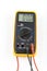 Multimeter for a measurement of a voltage, current and resistance with cables. Electrical multimeter to check the resistance on a