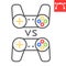 Multiplayer game color line icon, video games and gamepad, game consoles sign vector graphics, editable stroke linear