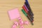 Multiple Assorted Collection Office Stationery Photo With Pens Pencils Notepads Notebook Ruler Stapler Scissors Clippers Paper