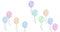 Multiple balloons flying against white background