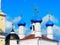 Multiple blue domes of orthodox temple architecture background