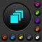 Multiple canvases dark push buttons with color icons