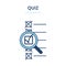 Multiple choice test search icon. Vector illustration of a multiple choice test with magnifier tool highlighting check mark with