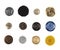 Multiple cloth buttons isolated