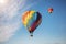 Multiple Colorful hot air balloons with blue sky background