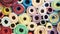 Multiple Colorful Mulberry Paper rolls background.traditional paper selective focus