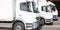 Multiple delivery small van white transportation truck park