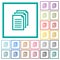Multiple documents flat color icons with quadrant frames