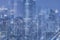 Multiple exposure city abstract background art blue tone scifi