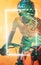 Multiple exposure of dedicated young african american female cyclist over leaf pattern